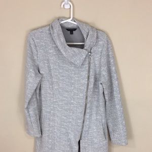 Banana Republic Factory Gray Textured Asymmetrical Zippered Jacket  Coat L
